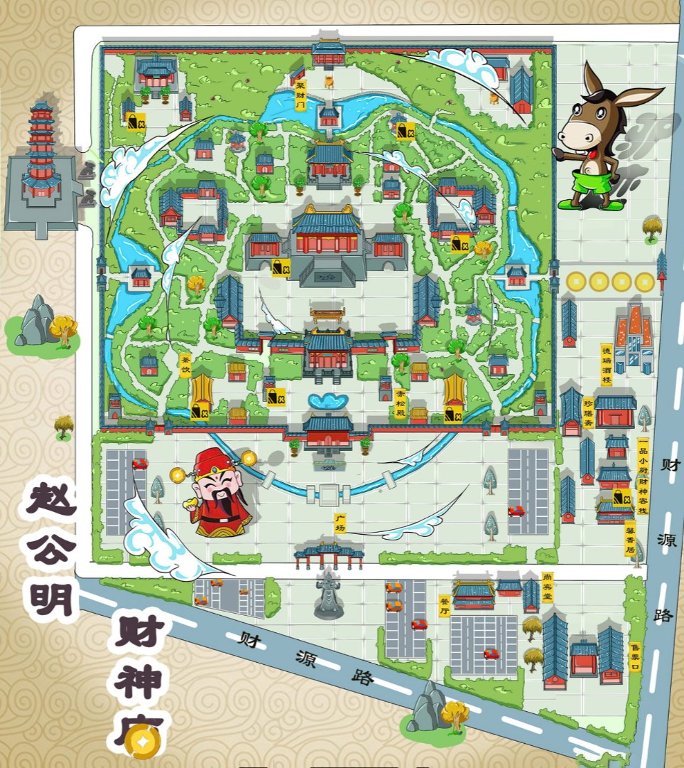 文昌寺庙类手绘地图